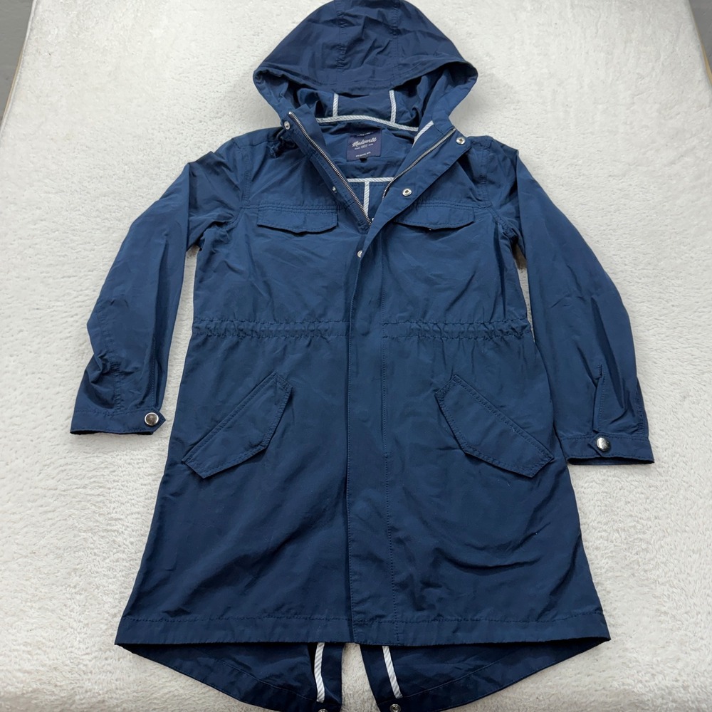 Madewell Navy Blue Hooded Utility Anorak Parka Jacket Women Size Small